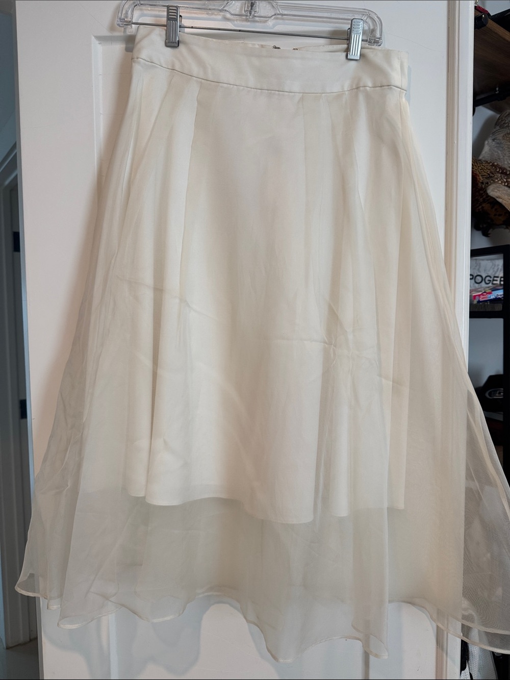 Alexis Ivory High-Low Chiffon Overlay Skirt